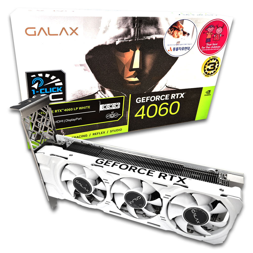 갤럭시 GALAX 지포스 RTX 4060 WHITE OC D6 8GB LP