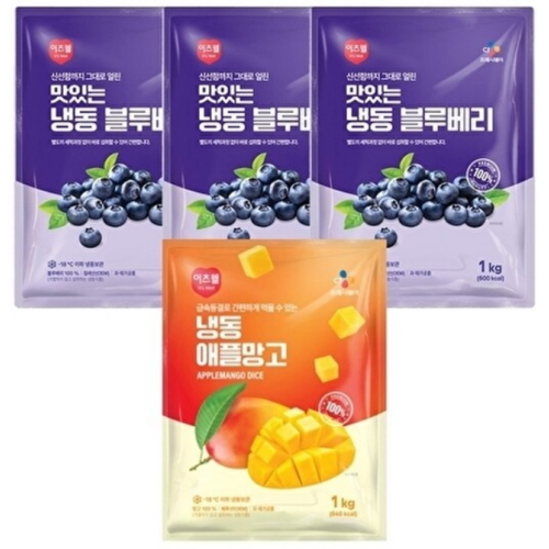 이츠웰 맛있는 냉동 블루베리 1kg x 3개 + 냉동 애플망고 1kg이미지입니다. 누르면 해당 게시물로 새창이동합니다.
