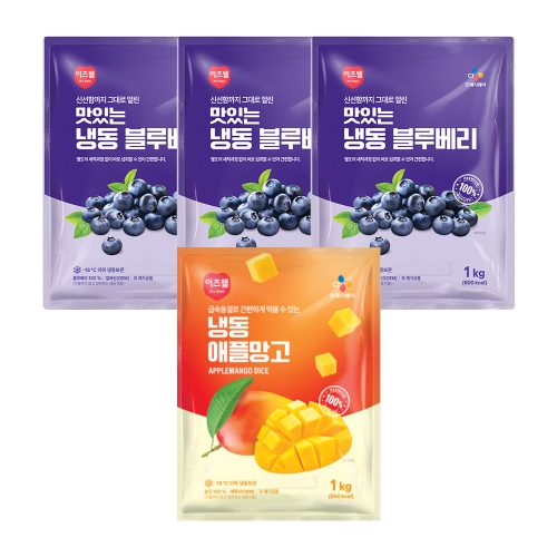CJ프레시웨이 이츠웰 냉동블루베리 1kg 3개 + 애플망고 1kg (1개)