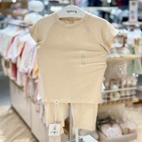 아가방 츄잉 반소내의 Be01T3 신생아5세 아기 신축성좋은 면모달 여름내복 선물_이미지