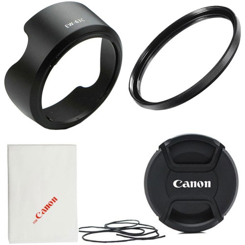  플레이 캐논 EW-63C 호환 렌즈후드 + UV 필터 + 렌즈캡 + 포켓융