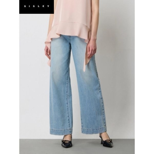 SISLEY 워싱 디테일 와이드 데님팬츠_SADP06511
