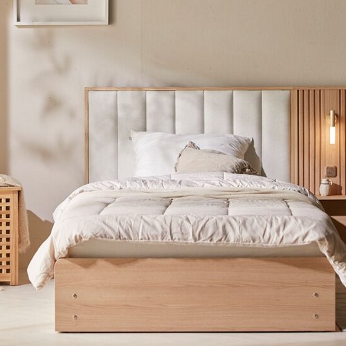 장인가구 로시 패브릭 템바보드 호텔식 수납형 침대 SS (라텍폼스7존독립)