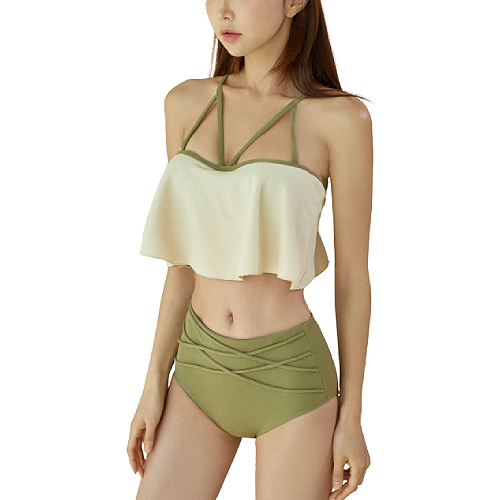 여성 피스타치오 프릴 비치웨어 비키니 F432