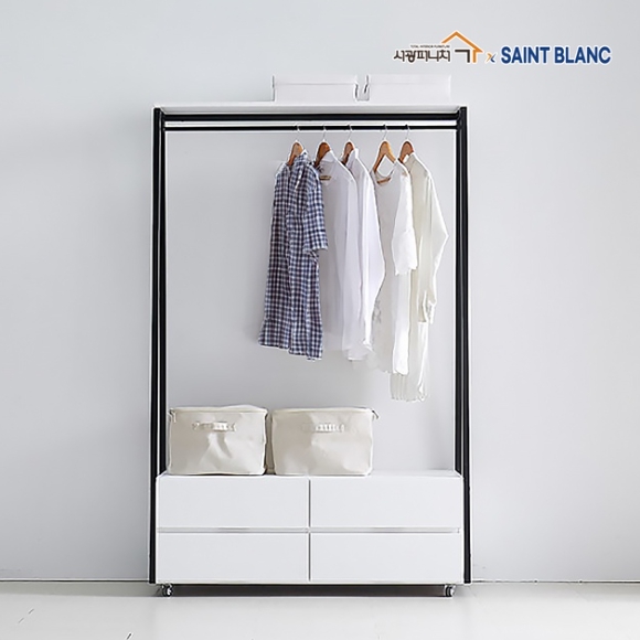 서광퍼니처 SK405 2단 이동식 행거 수납장 서랍장 드레스룸 1200