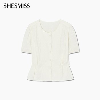  쉬즈미스 여성 아일렛 레이스 페플럼 블라우스 SWWBLQ22160
