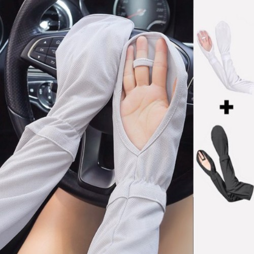 허블리 자외선차단 쿨링 손등토시 (화이트+블랙)_이미지