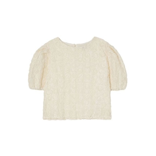 LAP 랩 로즈 레이스 퍼프 반팔 블라우스 AQ1WB343_이미지