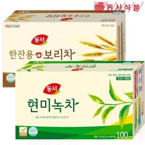 동서식품 차 2종 세트 현미녹차 100T + 한잔용 보리차 100T /볶은보리100%국내산_이미지