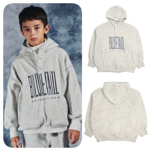 블루테일 라이트그레이 플리스 아노락 후드티셔츠AZI1TS03LG