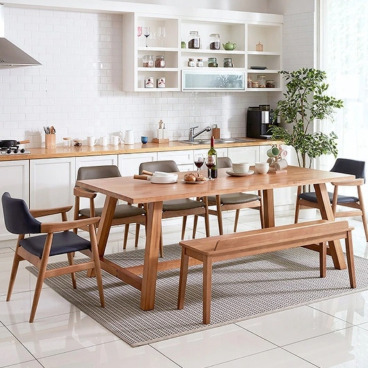 디자이너스룸 데니쉬모던 모스트 원목 식탁 2000 (안단테의자5개+벤치1개)_이미지