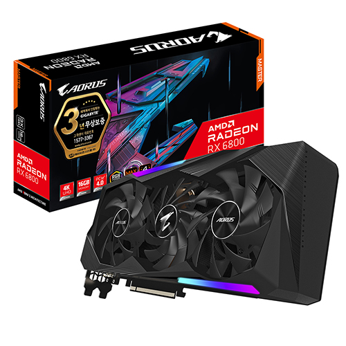 GIGABYTE AORUS 라데온 RX 6800 MASTER D6 16GB 제이씨현