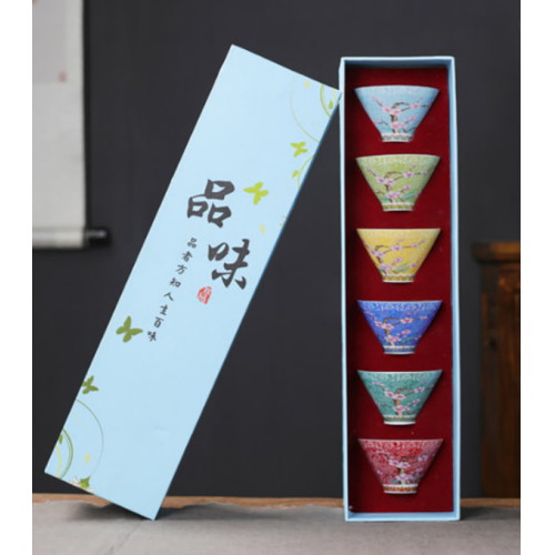 레트로 플라워 매화 다기 찻잔세트 70ml 6P