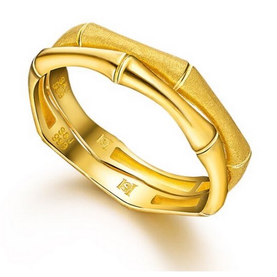 수앤진골드 듀오 뱀부 레이어드 반지 3.75g_이미지