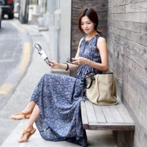 ONM 쉬폰허리밴드원피스 플라워랩롱원피스 시원한나시 37294774