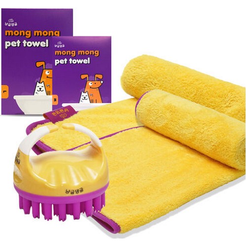 냥글댕글 5중 돌기 실리콘 브러쉬 + 몽몽 펫타올 M