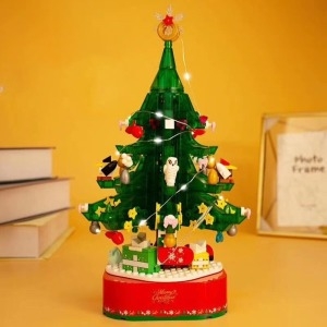 레고 호환 셈보블럭 크리스마스트리 오르골 선물용