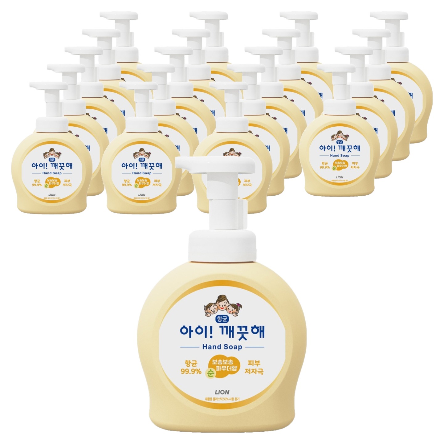 아이깨끗해 항균 폼 핸드솝 순 보송보송 파우더향 490ml (20개)_이미지