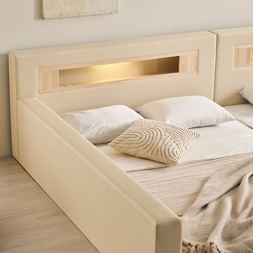 삼익가구 포레티 편백나무 LED 밸런스형 가죽 패밀리침대 SS+Q (양모라텍스7존독립)_이미지