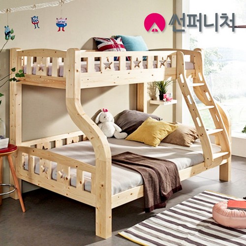 썬퍼니처 스타 원목 2층침대 S+D (매트별도)_이미지