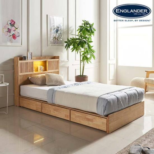 잉글랜더 클림트 슬라이딩 원목 수납 LED침대 SS (DH서포트본넬)_이미지