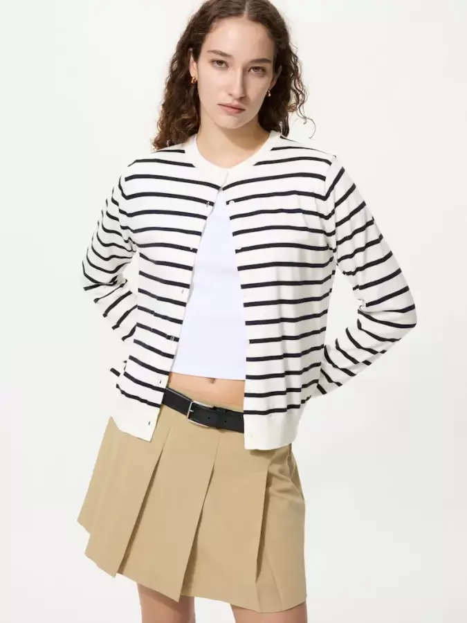 <b>유니클로</b> UV PROTECTION크루넥가디건 스트라이프 E476975-000-00