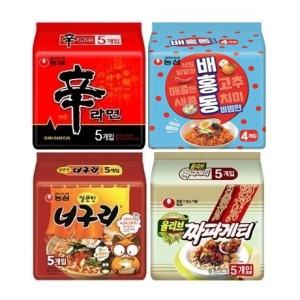 농심 신라면5개 + 배홍동비빔면4개 + 얼큰한너구리5개 + 짜파게티5개