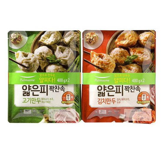 풀무원 얇은피 꽉찬속 고기만두 400g x 2개 + 얇은피 꽉찬속 김치만두 400g x 2개 (1개)