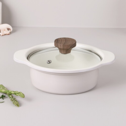 남양키친플라워 쿠킨 크림라떼 경량 뚝배기 인덕션 냄비 (16cm)