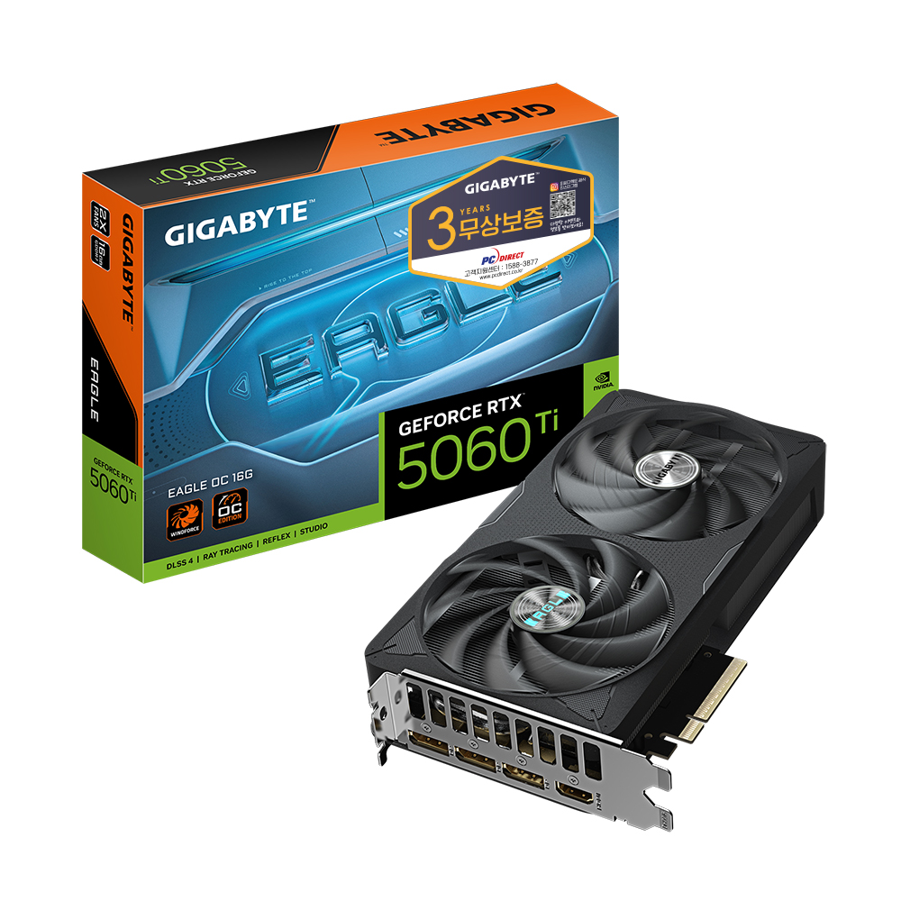 GIGABYTE 지포스 RTX 5060 Ti EAGLE OC D7 16GB 피씨디렉트이미지입니다. 누르면 해당 게시물로 새창이동합니다.