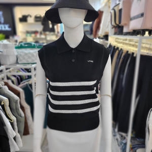 링스 여성 스카시 배색 베스트 셋업 L21D1SV283_BL_이미지