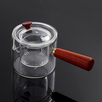 로하티 우드핸들 내열유리 차포트 400ml 티팟