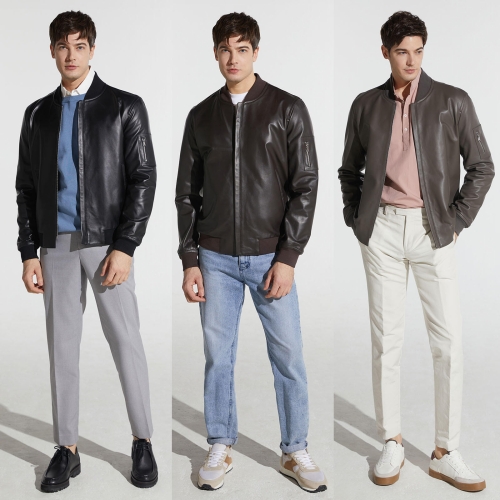 헤스티지 남성 양가죽 스타디움 자켓 1종 레더자켓 가죽자켓