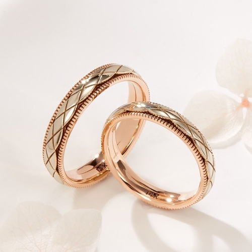 비앤비골드 14K 로렛트 웨이브컷 회전 커플링 반지 세트 SCS41930_이미지