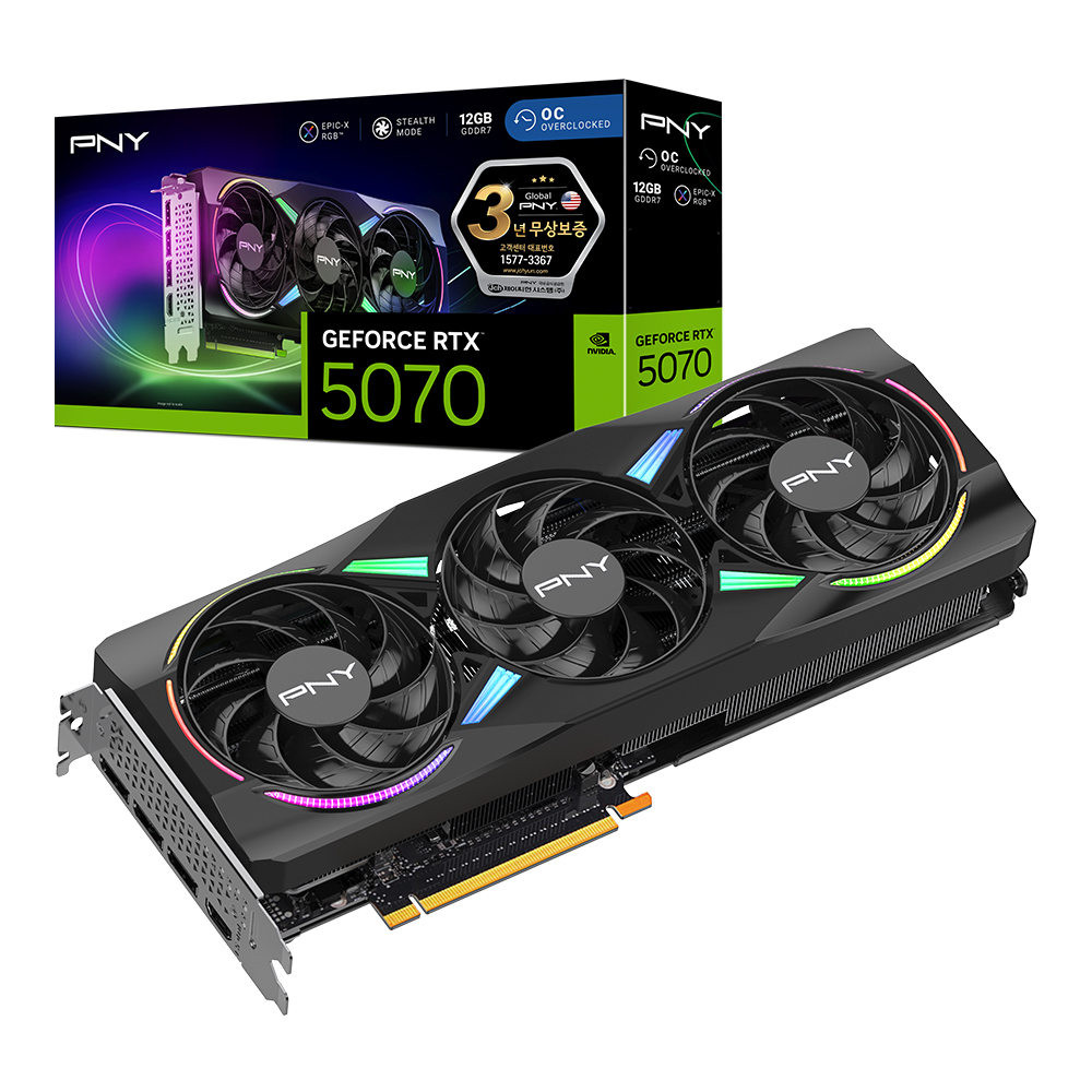 PNY ������ RTX 5070 EPIC-X RGB OC D7 12GB Triple Fan ���̾���