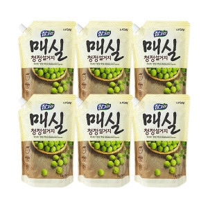 라이온코리아 참그린 매실 청정설거지 리필 1kg (960ml) (6개)