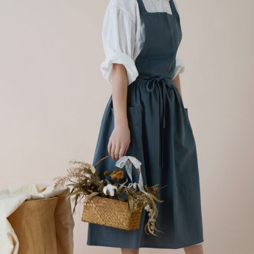 THE살림 클래식 코튼 방수 롱 원피스 앞치마 4color