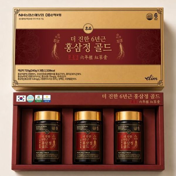 엘림 더 진한 6년근 홍삼정 골드 240g 3개입 세트