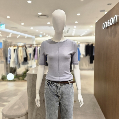 온앤온 라운드넥 슬림핏 티셔츠 NJW5ME602_이미지