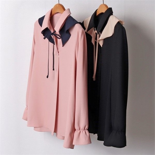 아이우먼 빅사이즈사랑해요 B950L102 러플리본쉬폰블라우스 BG