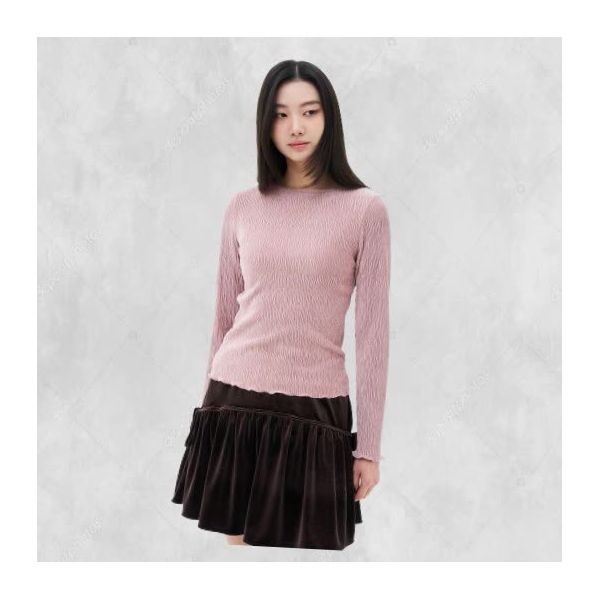 삼성물산 에잇세컨즈 벨벳틴 모크넥 저지탑 라이트 핑크 286132