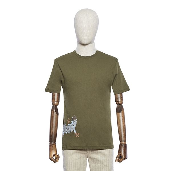 빨질레리 S/S 수입 도마뱀 프린트 사이드 코튼 그린컬러 반팔POBCTT86A