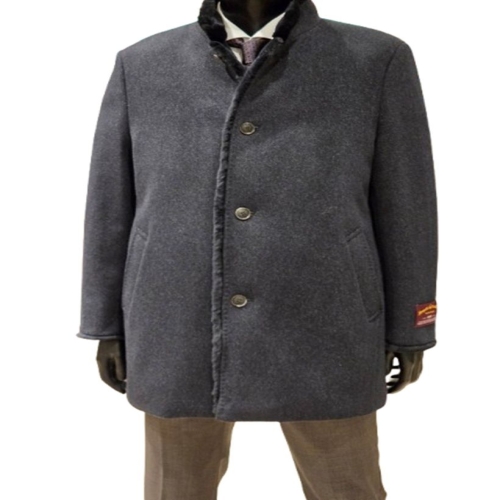 바쏘옴므 24 F4 네이비 울 케시미어 차이나 카라 천연모피 내장코트BSY4CJ18A_이미지