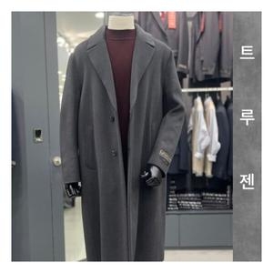 트루젠 남자 추동 울혼방 캐시미어 핸드매이드 차콜 컬러 롱코672750_이미지