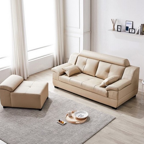 동서가구 프로포즈 라텍스탑 편백황토숯 이태리 천연가죽 소파 3인용 (팔걸이스툴포함)_이미지