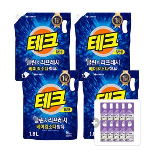 LG생활건강 테크 클린 앤 리프레시 일반용 리필 1.8L (4개)