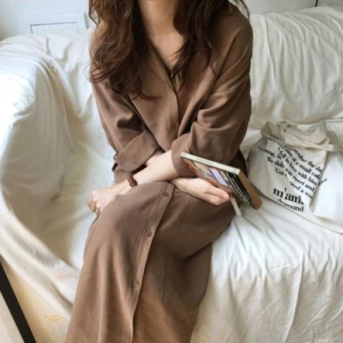오노마 ONM 여자 하객 룩 결혼식 롱 원피스 코디 셔츠 카라 패션 14390406_이미지