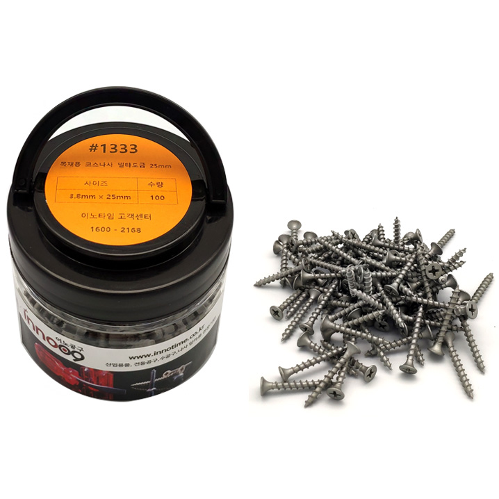 이노공구 목재용 코스나사 델타도금 1333 3.8x25mm (100pcs)_이미지