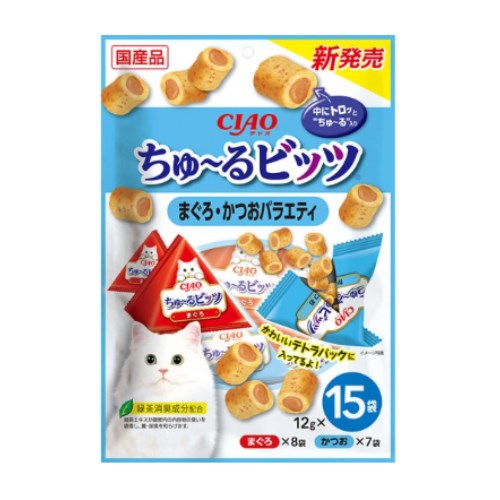 이나바 캣 챠오 츄르비츠 참치&가다랑어 버라이어티 CS-176 180g (12g x 15p) (2개)_이미지