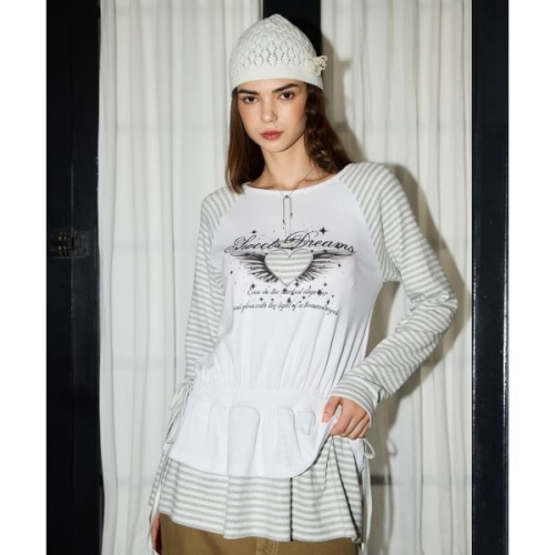 라티젠 LARTIGENT L19 ANGEL FRILL T-SHIRTGRAY 198426